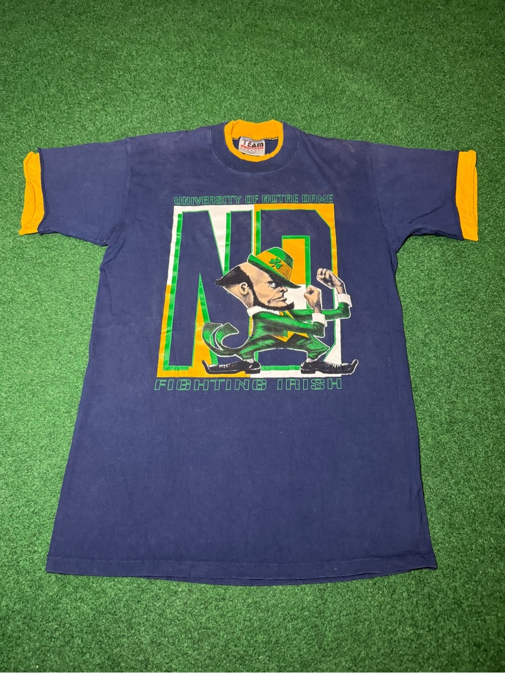 Notre Dame Vintage T Shirt 90s Fightin Irish Retro College Large Double Sleeve